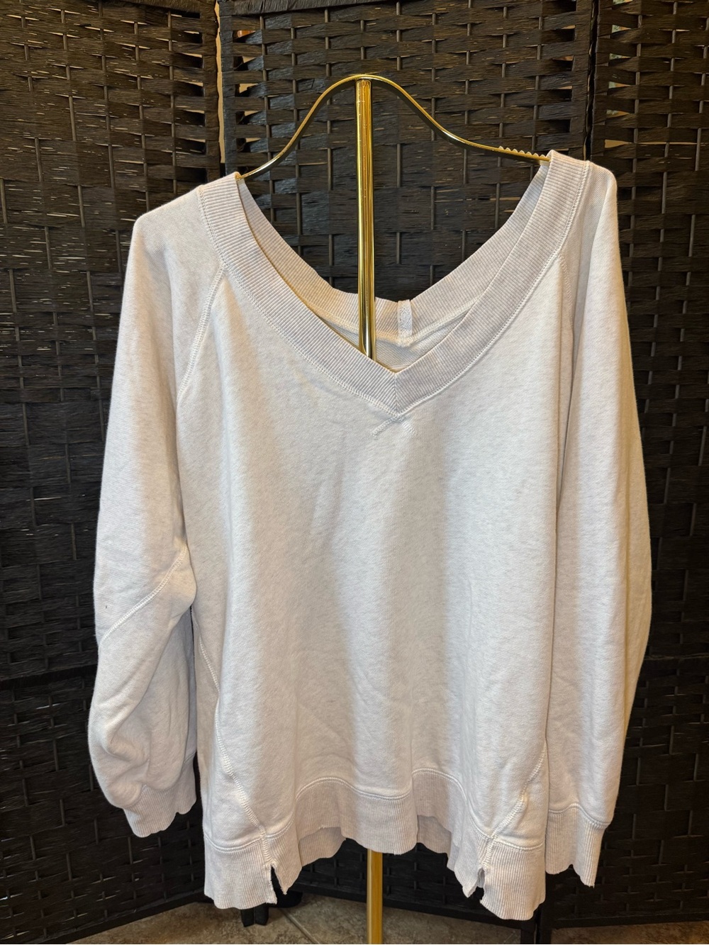 Women's Aerie Light Gray V-Neck Pullover Sweatshirt